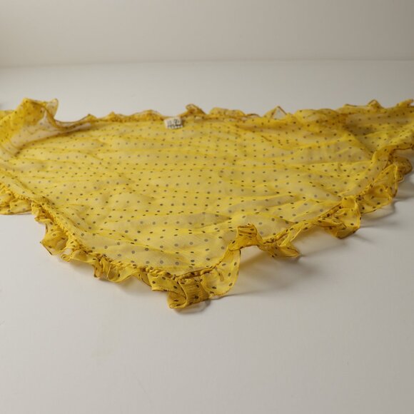 Sz 42  L Chanel Vintage 3-Piece Ruffled Yellow Silk w/Black Polkadots Chiffon Bl - Picture 9 of 9